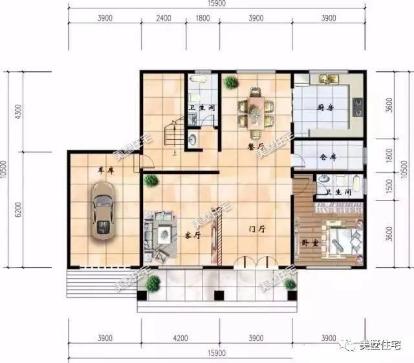 20款帶車庫自建房戶型圖，一二三層都有