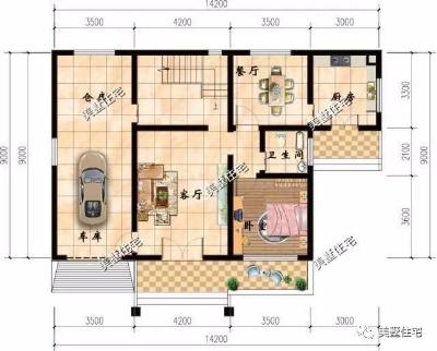 20款帶車庫自建房戶型圖，一二三層都有
