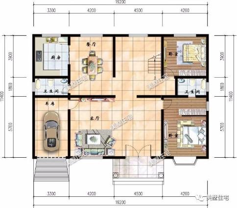 20款帶車庫自建房戶型圖，一二三層都有