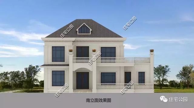 15X10米簡歐風(fēng)格二層農(nóng)村房屋方案圖，坡屋頂+老虎窗