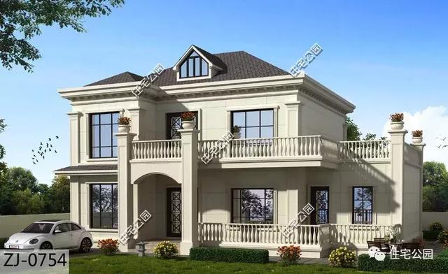 15X10米簡歐風(fēng)格二層農(nóng)村房屋方案圖，坡屋頂+老虎窗