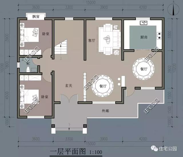 15X10米簡歐風(fēng)格二層農(nóng)村房屋方案圖，坡屋頂+老虎窗