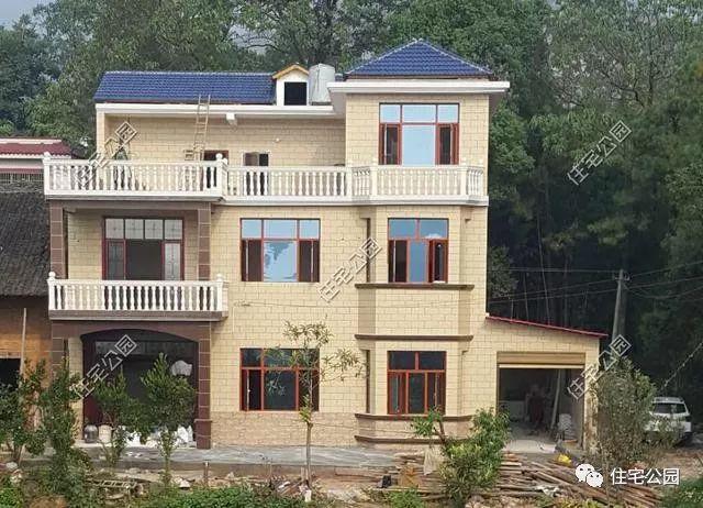 幾套農(nóng)村自建別墅外觀實(shí)景圖，附戶型圖和施工過程