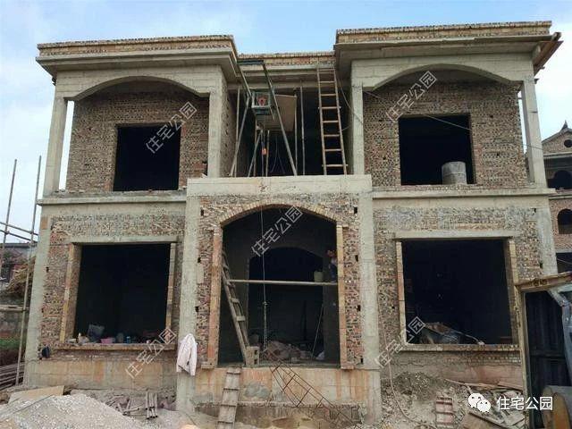 幾套農(nóng)村自建別墅外觀實(shí)景圖，附戶型圖和施工過程