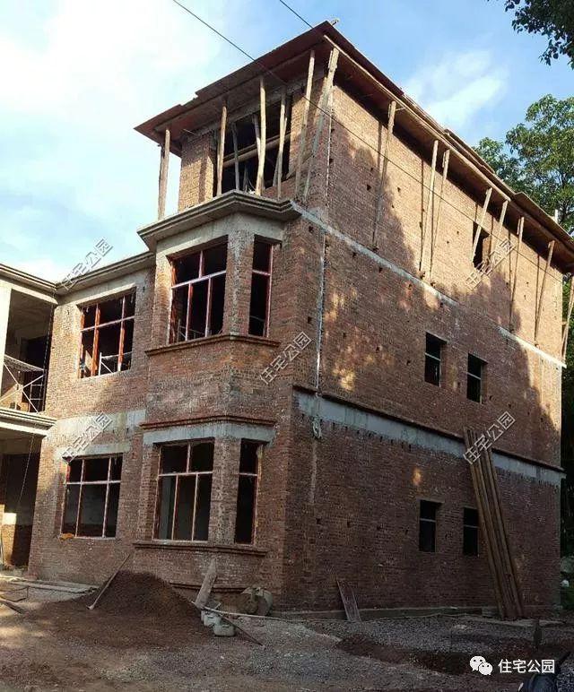 幾套農(nóng)村自建別墅外觀實(shí)景圖，附戶型圖和施工過程