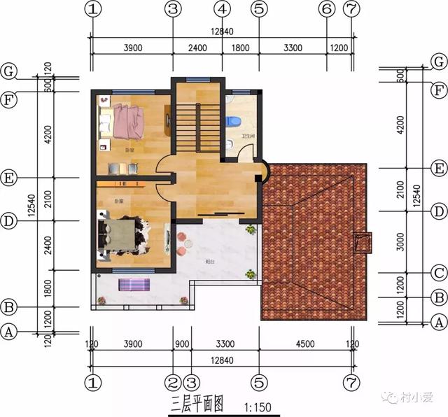 13X13m簡約挑空客廳歐式三層別墅方案圖，采光通風好