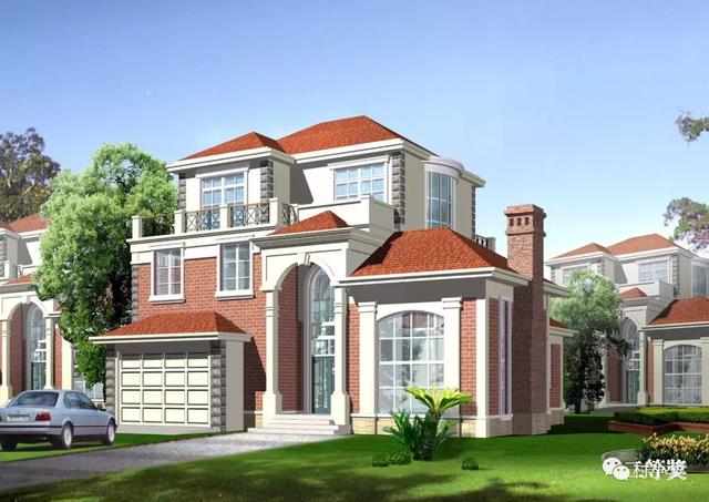 13X13m簡約挑空客廳歐式三層別墅方案圖，采光通風好