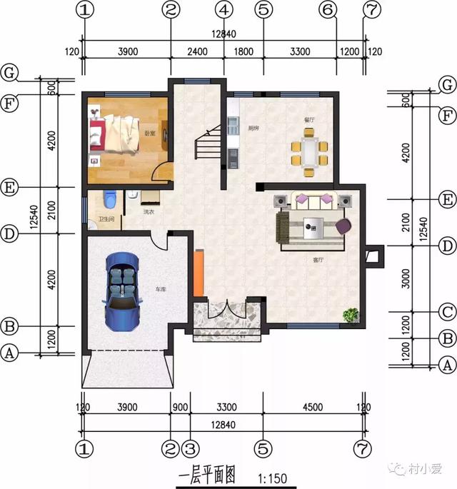13X13m簡約挑空客廳歐式三層別墅方案圖，采光通風好