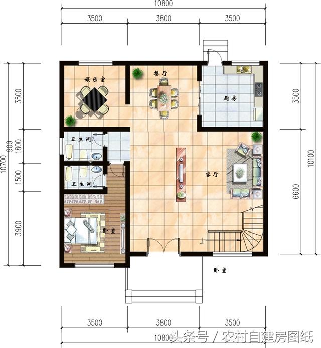 幾款復(fù)式二層樓房戶型方案圖，客廳中空的才顯高檔
