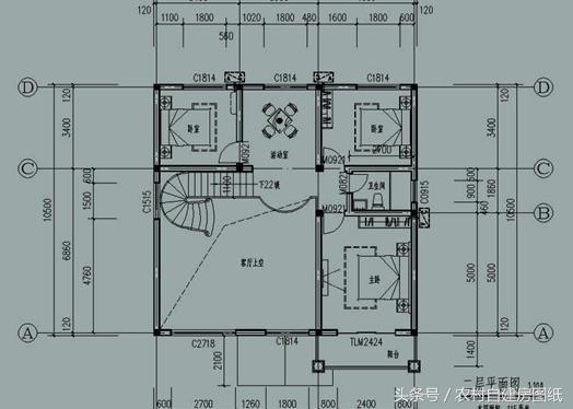 幾款復(fù)式二層樓房戶型方案圖，客廳中空的才顯高檔