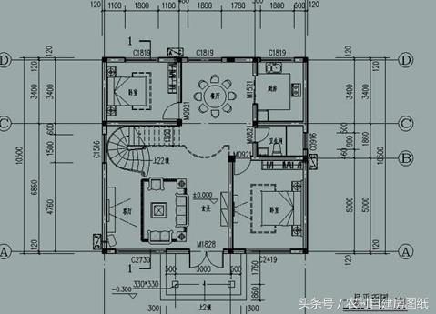 幾款復(fù)式二層樓房戶型方案圖，客廳中空的才顯高檔