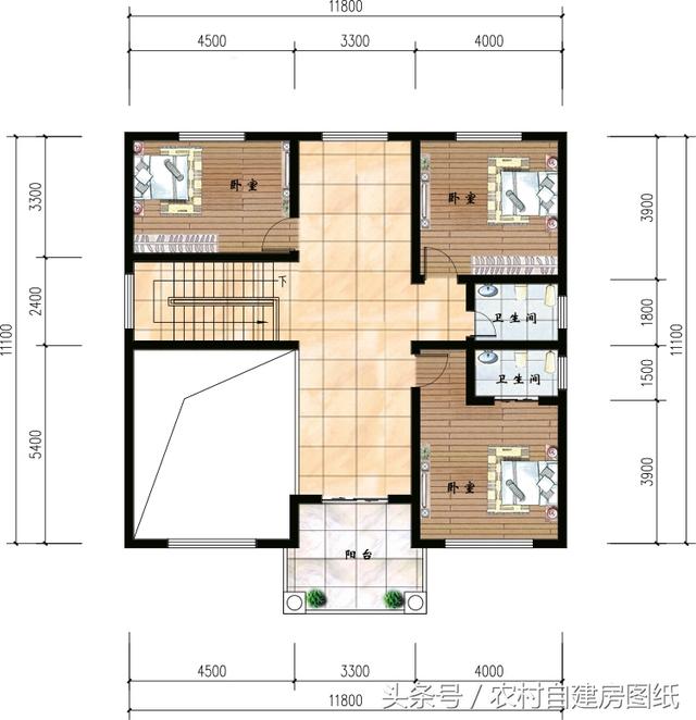 幾款復(fù)式二層樓房戶型方案圖，客廳中空的才顯高檔