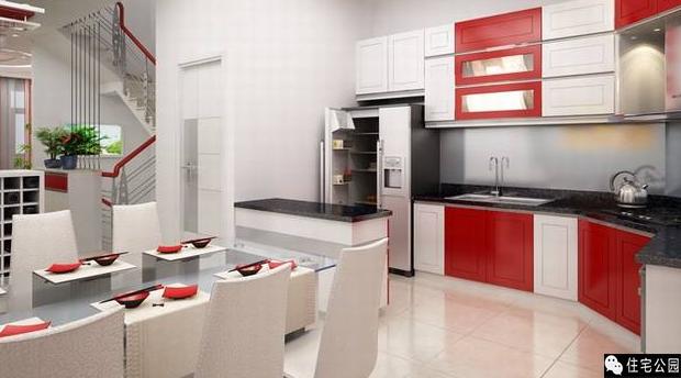 享受現(xiàn)代別墅的美，過幸福安詳?shù)纳睿? src="/uploads/allimg/180501/1059344395-5.jpg" img_width="625" img_height="345" style="border: 0px; max-width: 100%; display: block; margin: 10px auto;" />廚房里的壁櫥也是紅白相間的，就連碗、筷這些餐具也是紅色系的。再配上三兩盆綠色盆栽，室內(nèi)充滿了朝氣。<br />
<br />
<img alt=