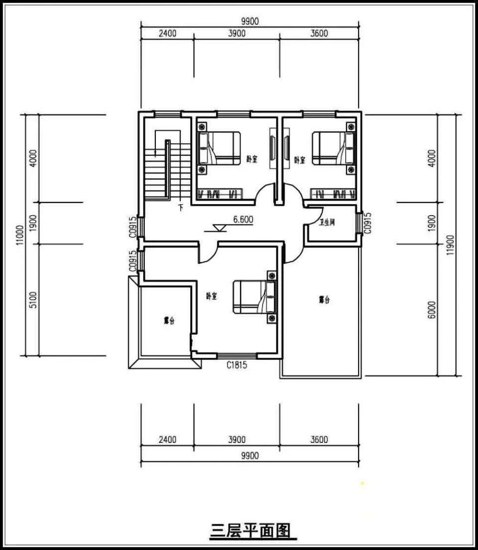 10米x12米 造價25萬經(jīng)典大氣自建別墅圖紙，附各層平面布局