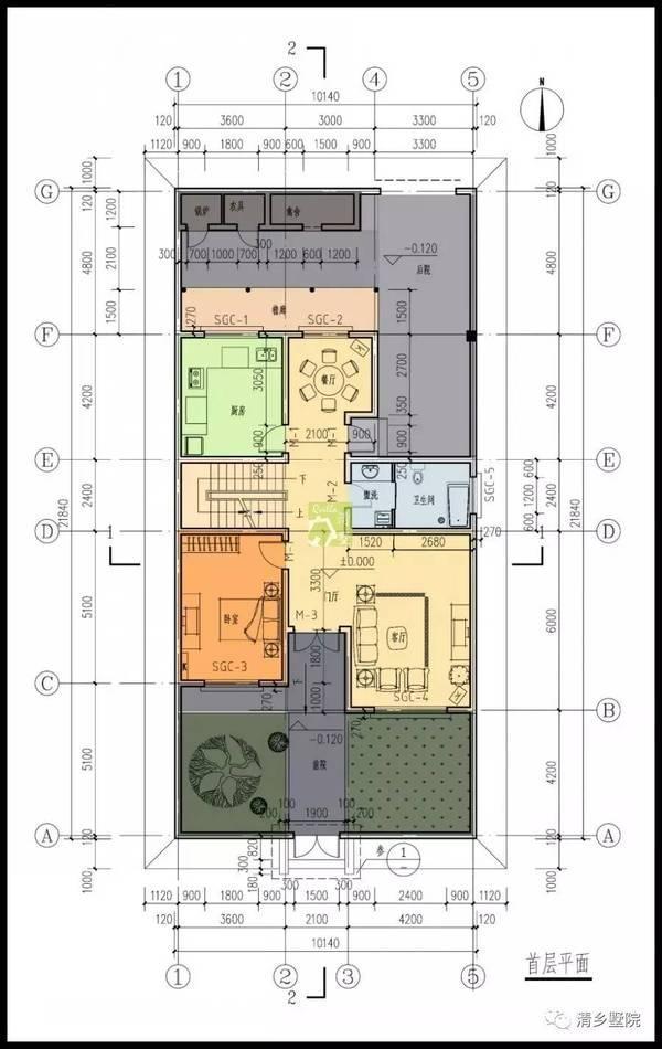 17X17米方正農(nóng)村別墅，旋轉(zhuǎn)樓梯雙車庫(kù)，秒殺城里商品房！