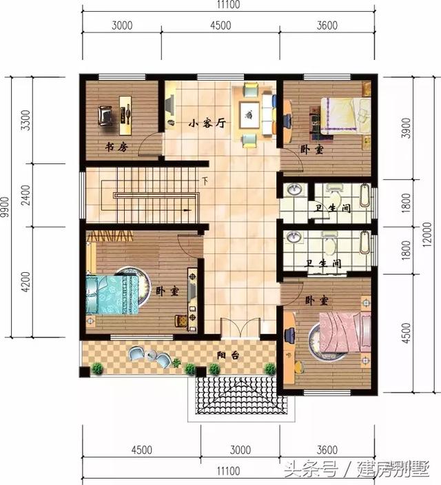 3棟面寬11米的二層房屋設(shè)計方案圖，準(zhǔn)備20萬開建