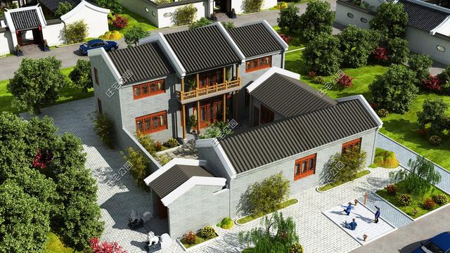 幾款帶院子的傳統(tǒng)中式房屋設計方案圖，古香古色