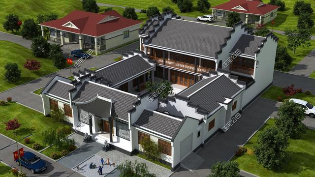 幾款帶院子的傳統(tǒng)中式房屋設計方案圖，古香古色