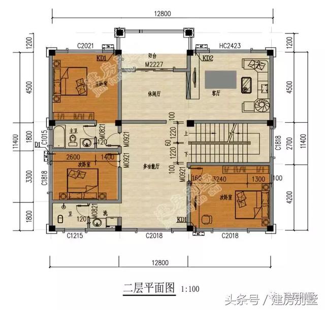 同樣開間12.8米的兩套三層別墅設(shè)計方案，你會選哪個？