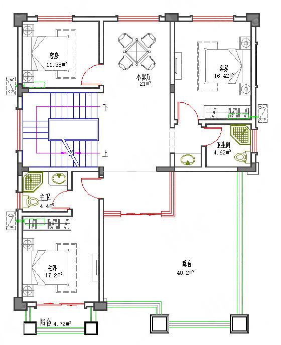 11×14米豪華套間農(nóng)村三層自建別墅全套施工圖
