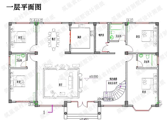 二層帶花房鍋爐房自建別墅設(shè)計圖，附帶建成后的圖片