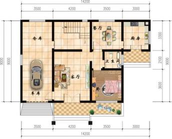 小進(jìn)深自建房戶型圖，一層、二層、三層都有