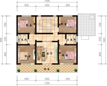 小進(jìn)深自建房戶型圖，一層、二層、三層都有