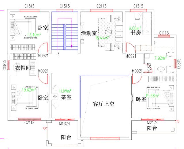 16×12米5室2廳帶神位茶室二層復(fù)式自建房設(shè)計方案圖