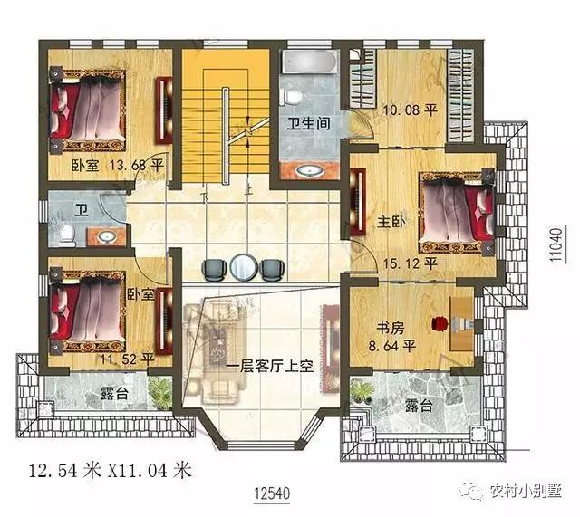 二層大氣歐式別墅設(shè)計全套施工圖紙帶效果12.54X11.04