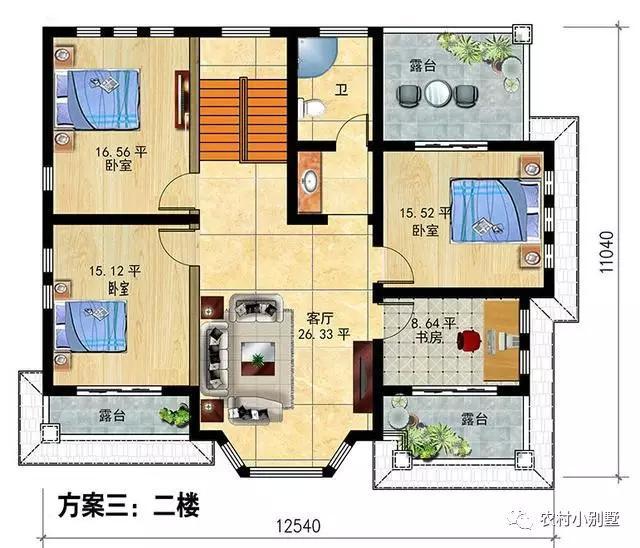 二層大氣歐式別墅設(shè)計全套施工圖紙帶效果12.54X11.04