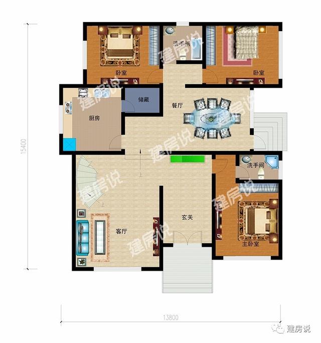 帶茶室?jiàn)蕵?lè)室等三層鄉(xiāng)村別墅，落地窗氣派十足