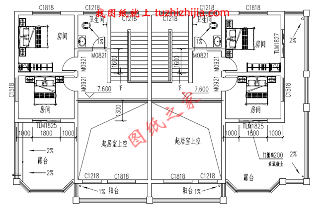 2018新農(nóng)村三層雙拼房屋設(shè)計圖紙平面圖與效果圖，帶堂屋