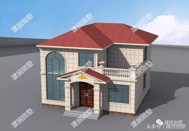 復(fù)式客廳中空11×11米二層別墅戶型圖，主體造價20萬足矣