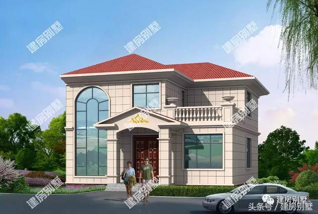 復(fù)式客廳中空11×11米二層別墅戶型圖，主體造價20萬足矣