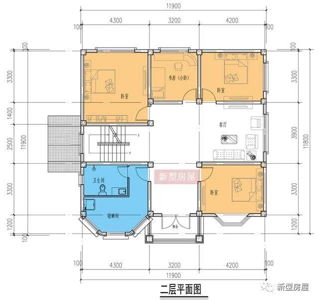 4款占地方方正正的時(shí)尚漂亮農(nóng)村別墅戶型圖，中國(guó)人還是喜歡方正