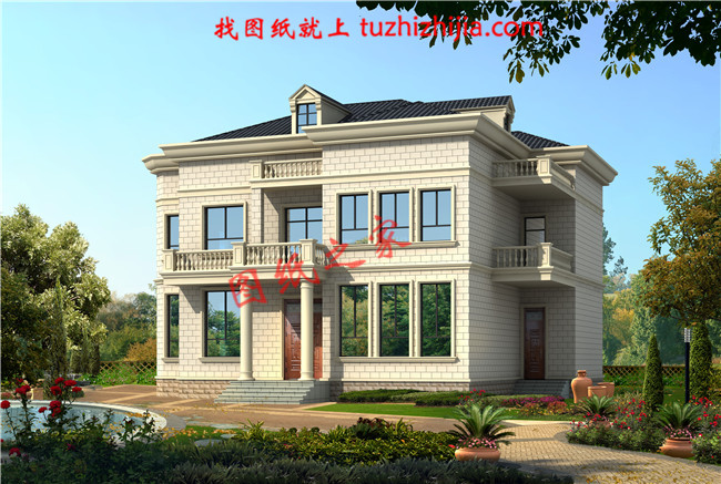 農(nóng)村二層住宅樓圖紙及效果圖，帶地下室，戶型好