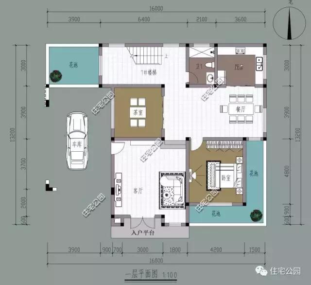 16X12米農(nóng)村別墅，造型簡潔，室內(nèi)劃分清晰，私密獨(dú)立！