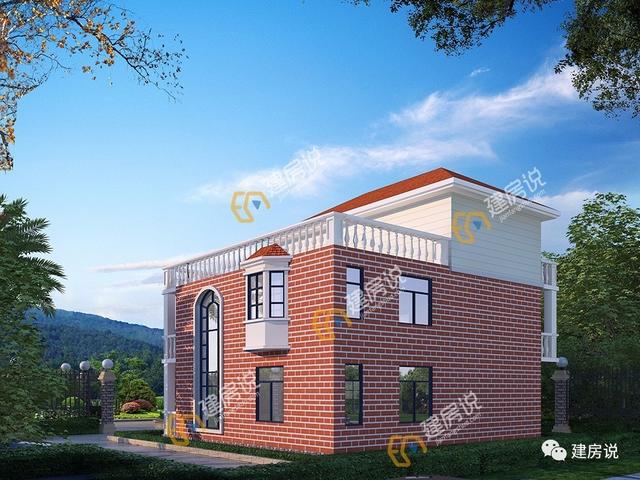 12×12.5米三層歐式農(nóng)村別墅，帶飄窗和大露臺