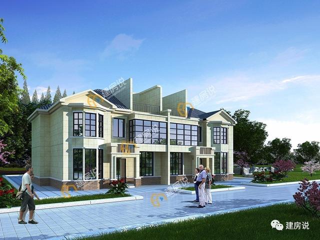 二層車庫(kù)農(nóng)村雙拼別墅，造型很漂亮但造價(jià)卻不高