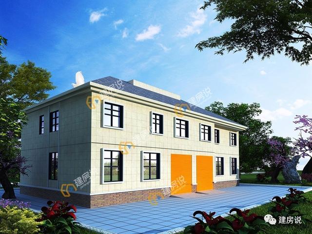 二層車庫(kù)農(nóng)村雙拼別墅，造型很漂亮但造價(jià)卻不高