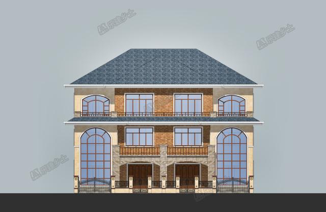 17x15米三層簡歐雙拼別墅，前后院布置滿足室外活動需求