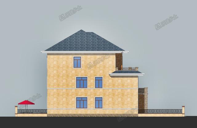 17x15米三層簡歐雙拼別墅，前后院布置滿足室外活動需求
