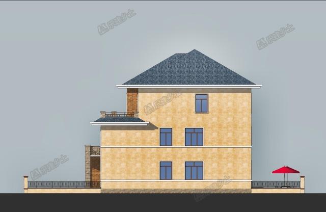 17x15米三層簡歐雙拼別墅，前后院布置滿足室外活動需求