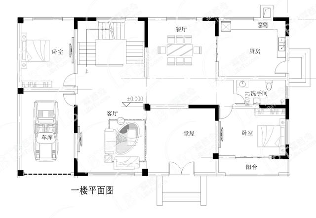 鄉(xiāng)村自建三層別墅19米X11米，堂屋、車庫、旋轉(zhuǎn)樓梯任你選！