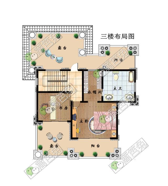 豪華大歐式風格三層半自建別墅設(shè)計圖紙新農(nóng)村挑空復(fù)式樓別墅