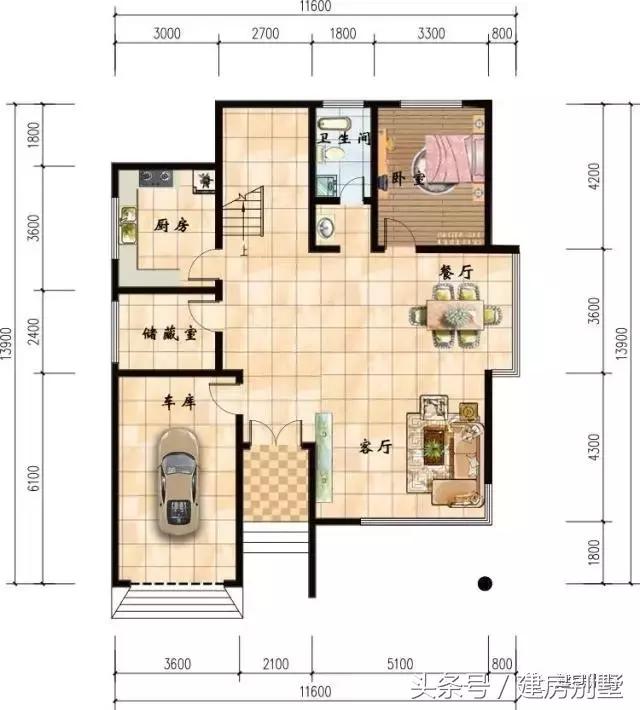 11.6×13.9米二層農(nóng)村別墅，毛坯造價僅22萬帶車庫