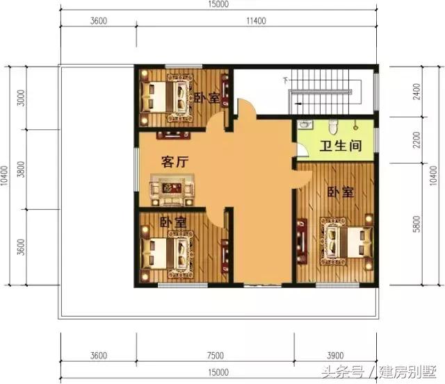 15×10.4二層農(nóng)村別墅，這個布局我給99分，還有一分……