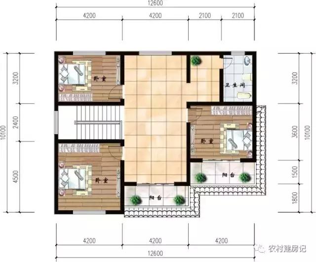 12.6×10.1米三間二層農(nóng)村別墅，占地110平22萬搞定