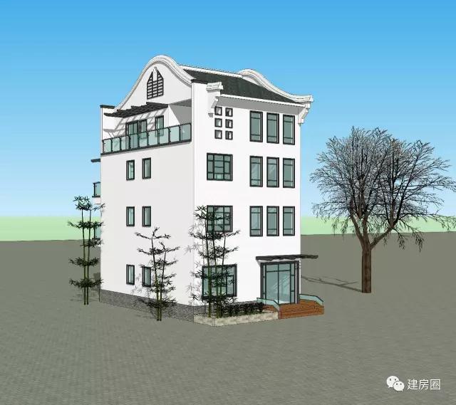 福建老板只花28萬建4層現(xiàn)代徽派別墅！漂亮花園+大露臺