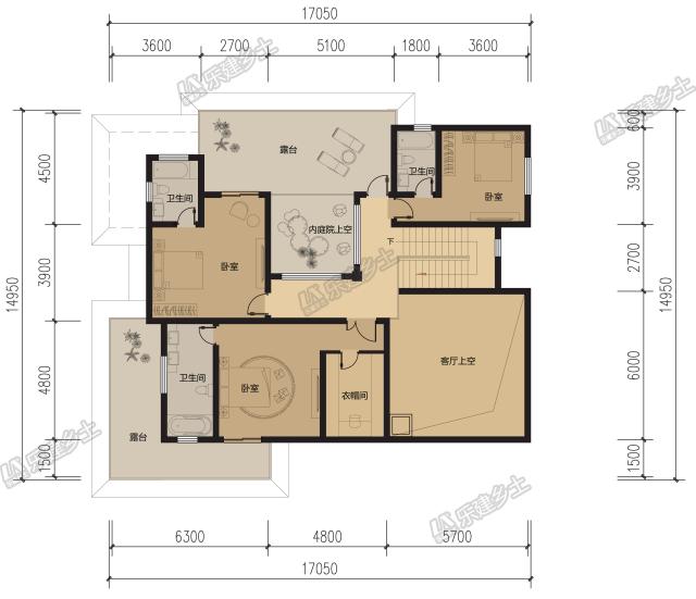 二層簡約別墅，設計過渡平臺及內(nèi)庭院，讓居住更愜意